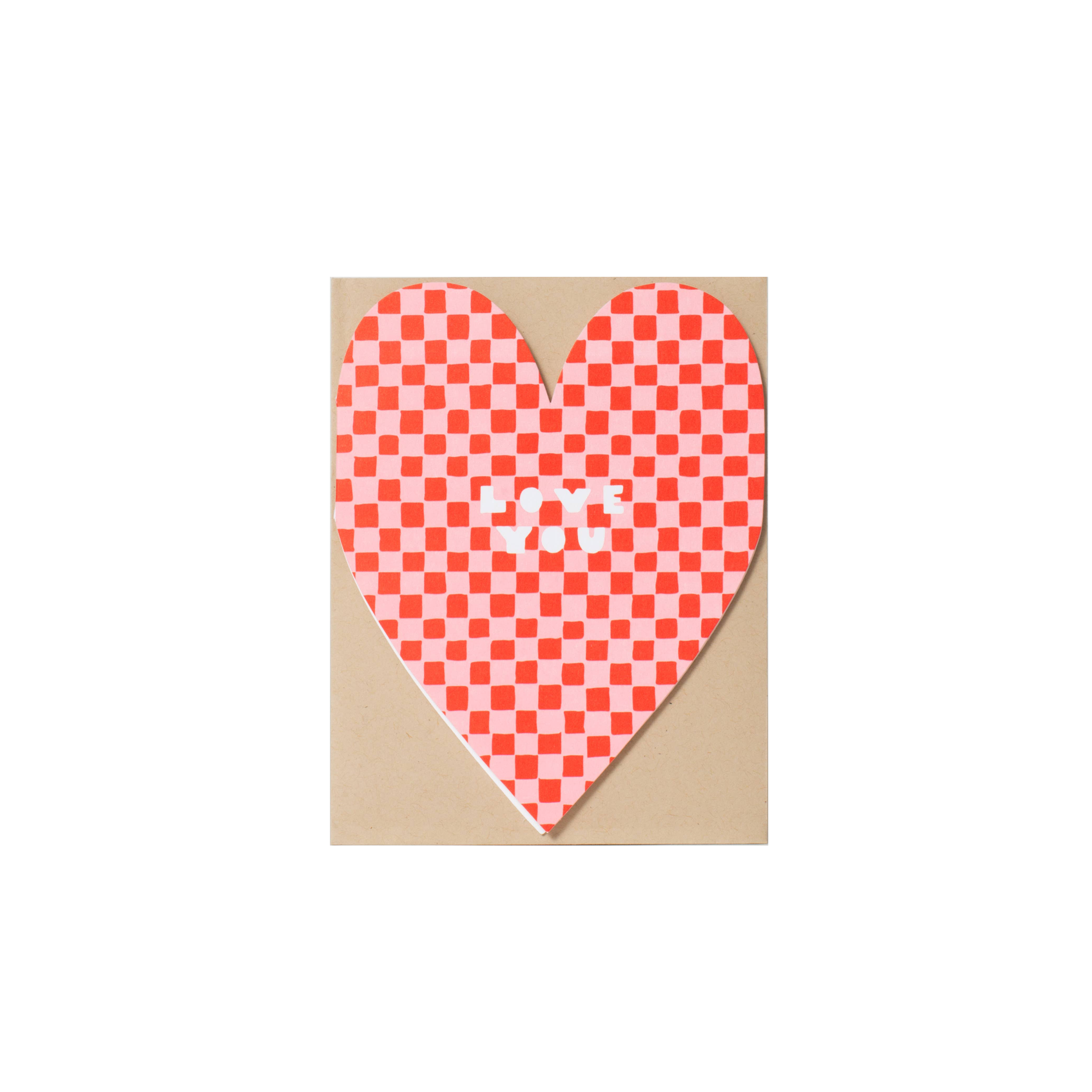 Checker Heart Die-cut Shape Card