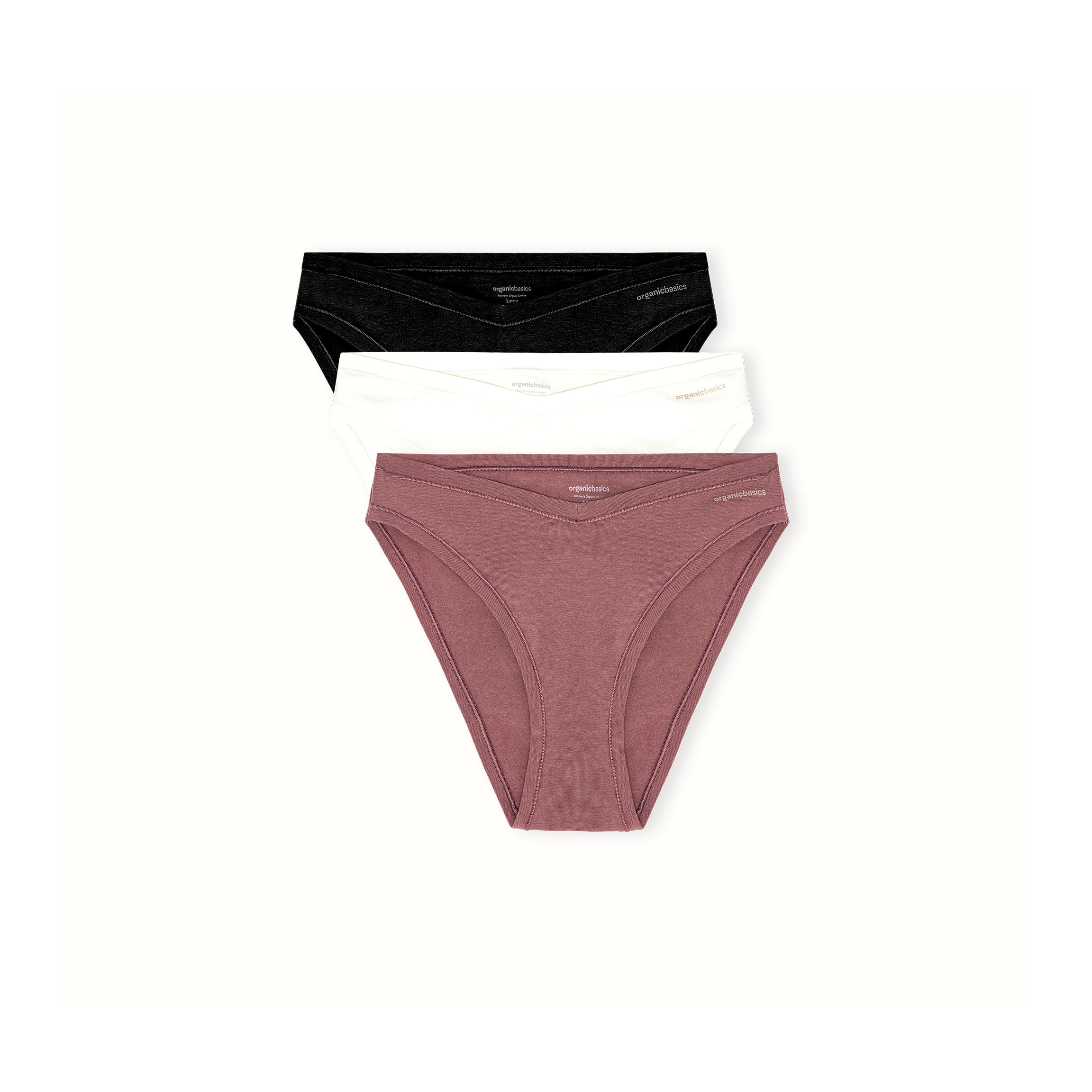 Flex Cheeky Briefs 3-pack in Off White / Rose Wood / Black