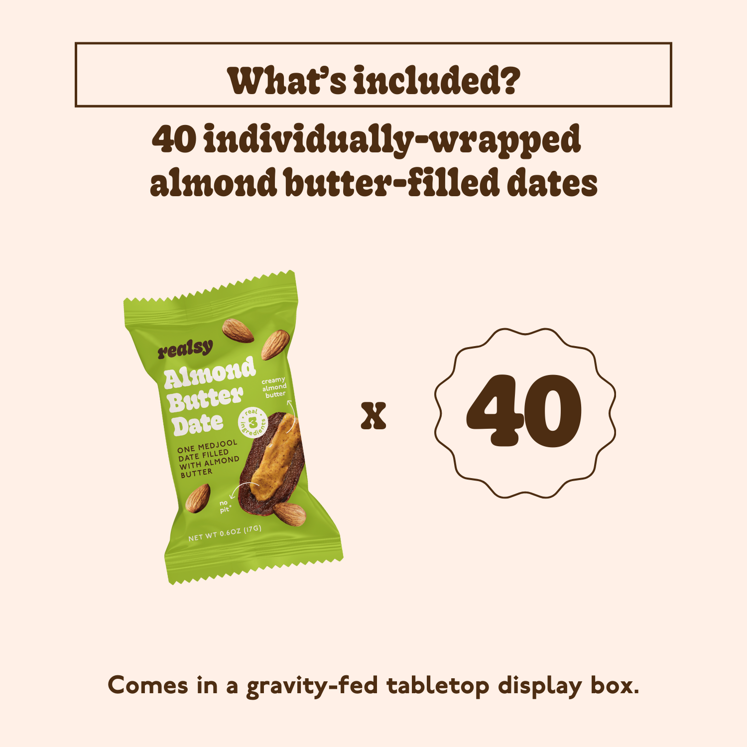 Almond Butter Dates | Individually Wrapped (40 count)