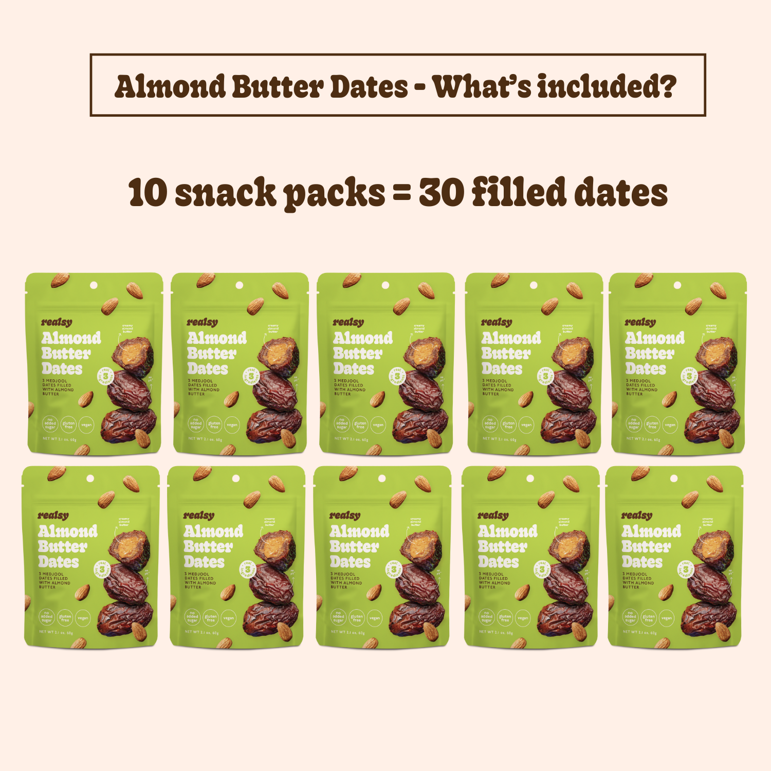 Almond Butter Filled Medjool Date Snack Packs