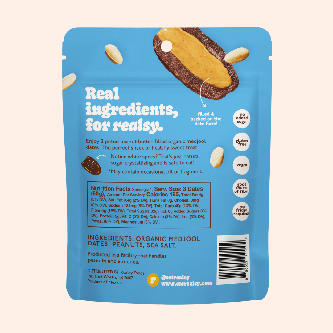 Peanut Butter Filled Medjool Date Snack Packs - 10 unit/case