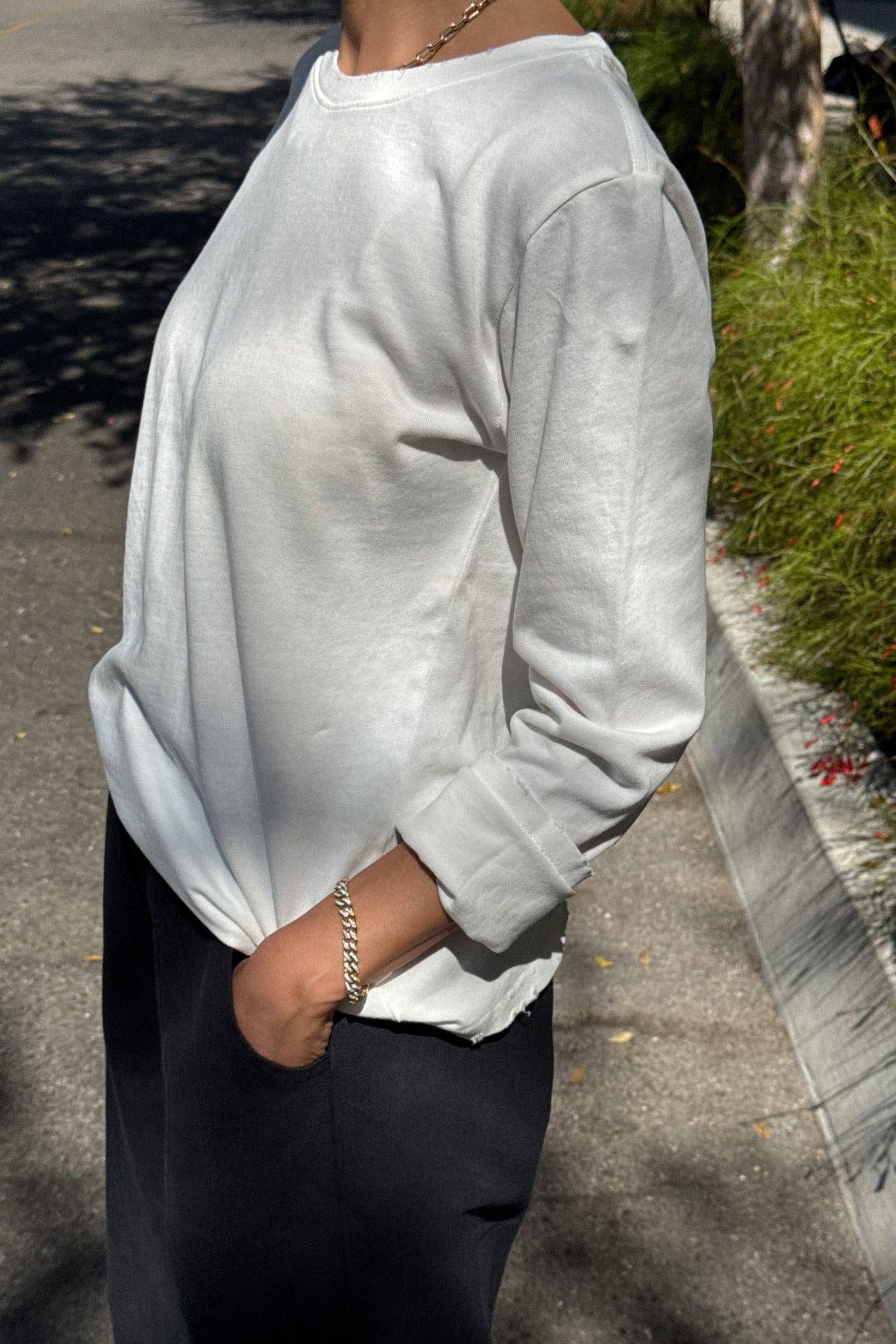 Everyday Long Sleeve Tee in Melange Grey