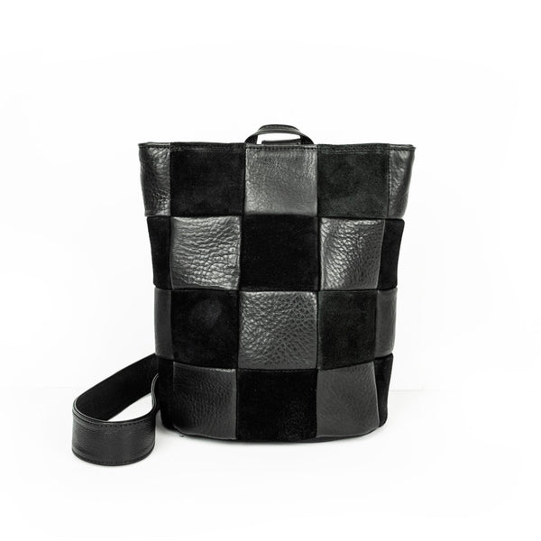 checkered leather backpack Checkered Leather Backpack – It's Just a Feeling