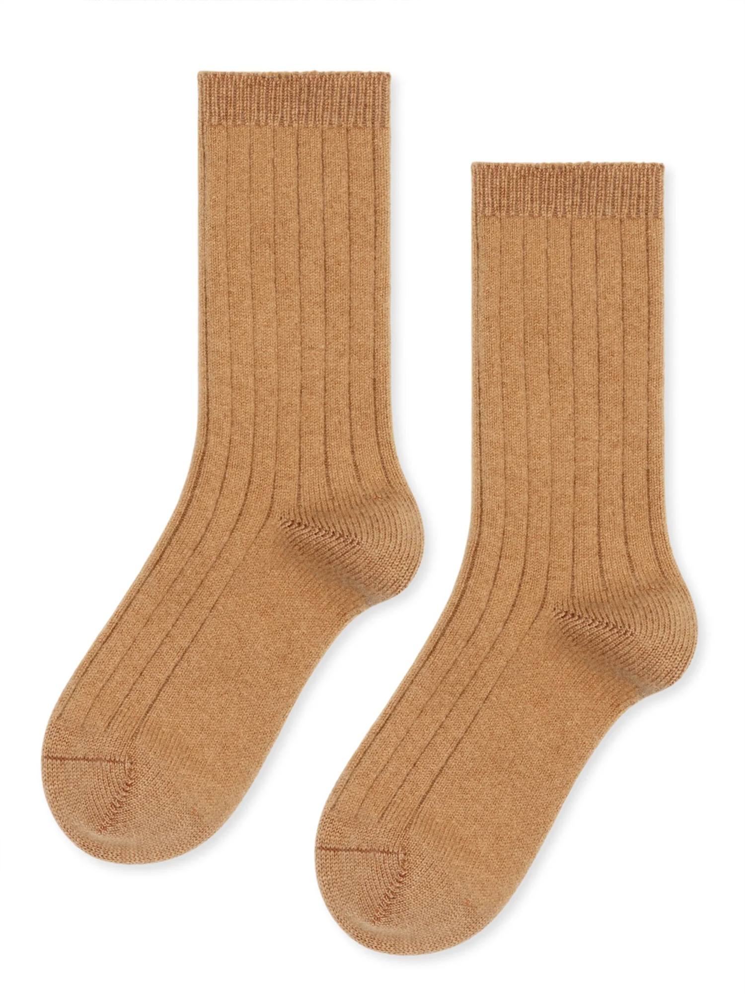 Pair of brown socks on a white background