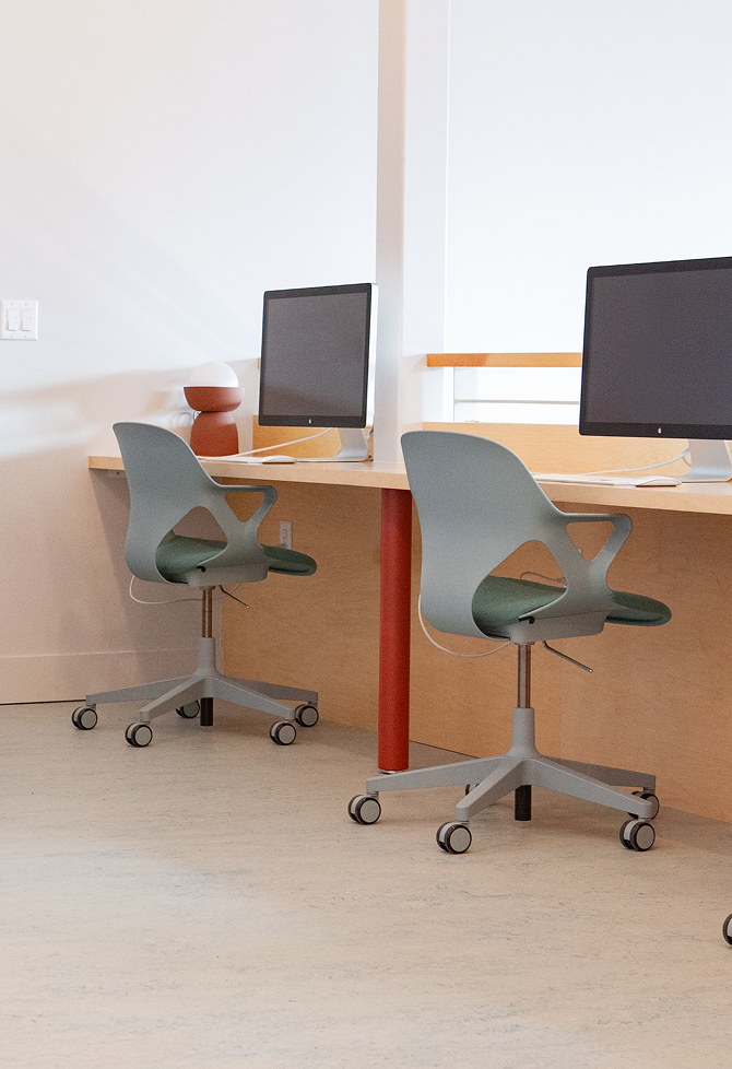 Upstairs desks at It's Just a Feeling