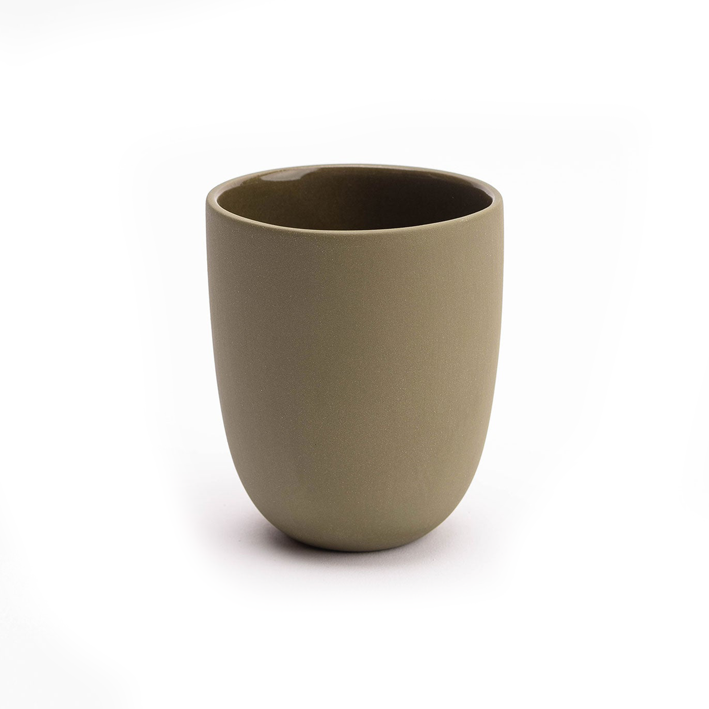 Moss ceramic cup on a white background
