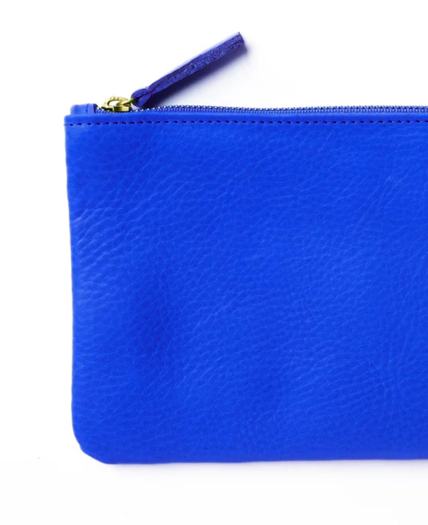 Lapis Leather Zipper Pouch