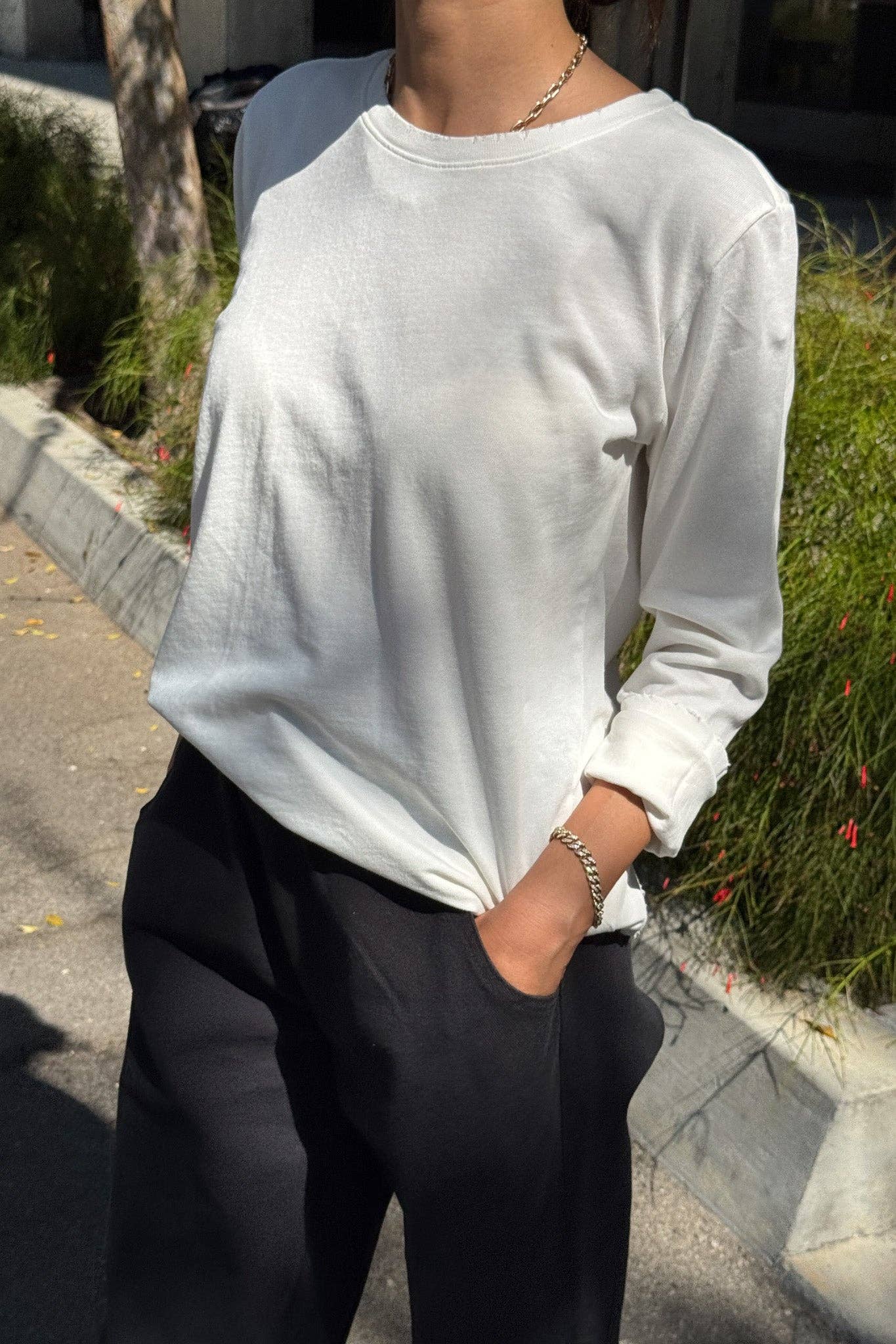Everyday Long Sleeve Tee in Melange Grey