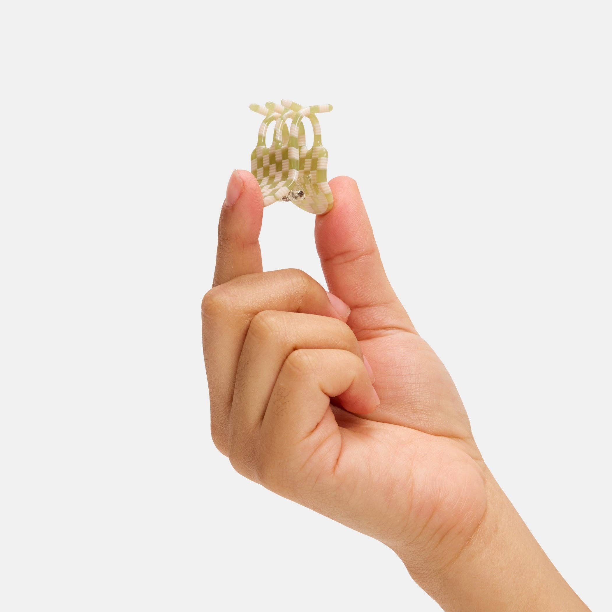 Mini Claw in Olive Check