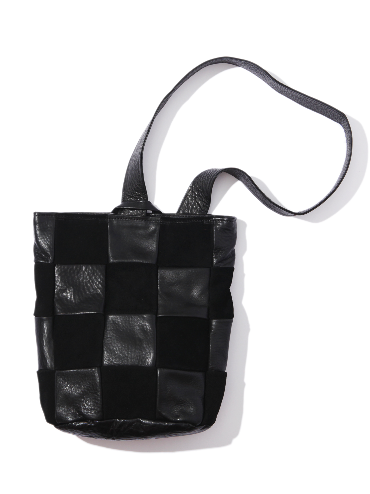 Black Checkered Leather Sling Bag