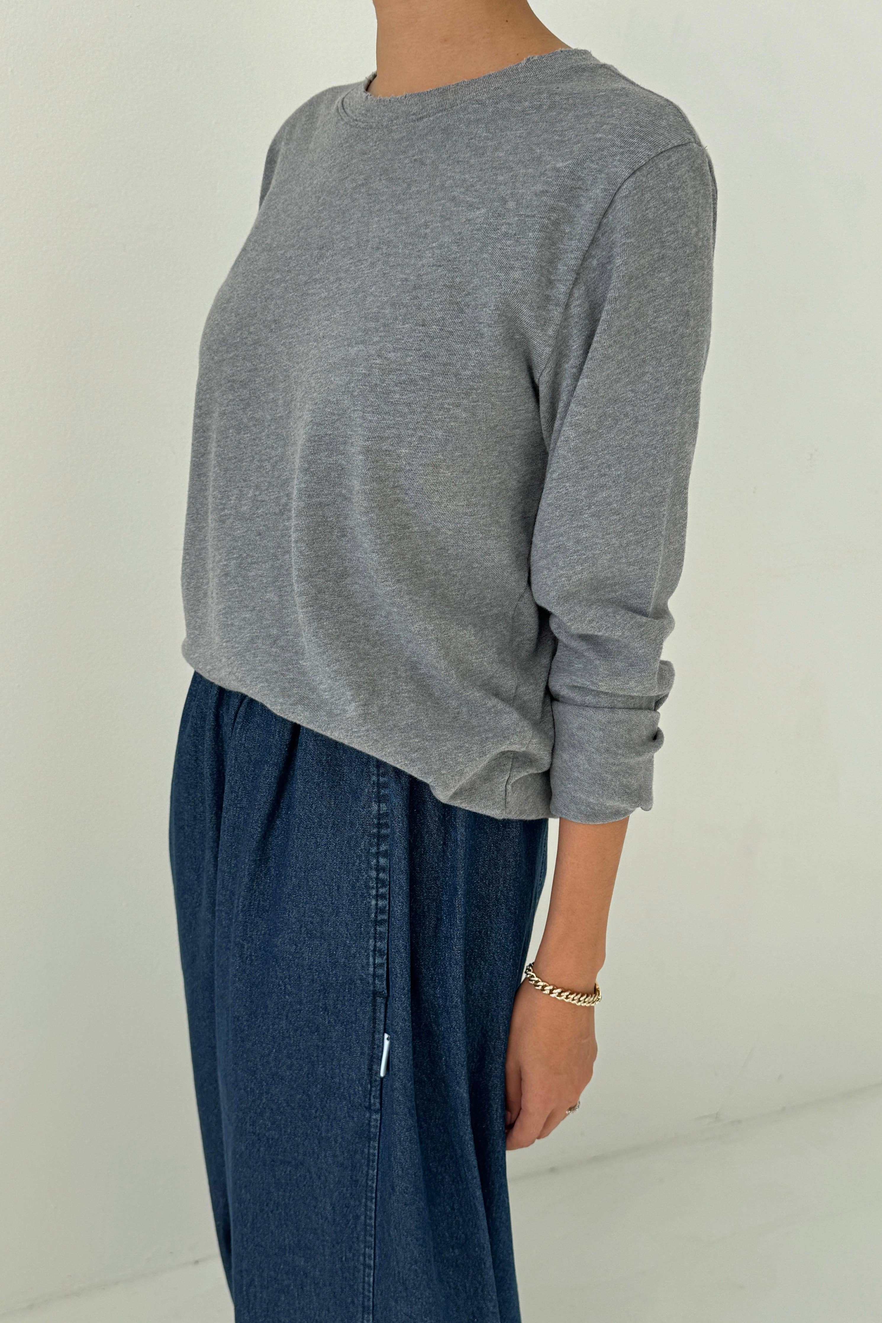 Everyday Long Sleeve Tee in Melange Grey