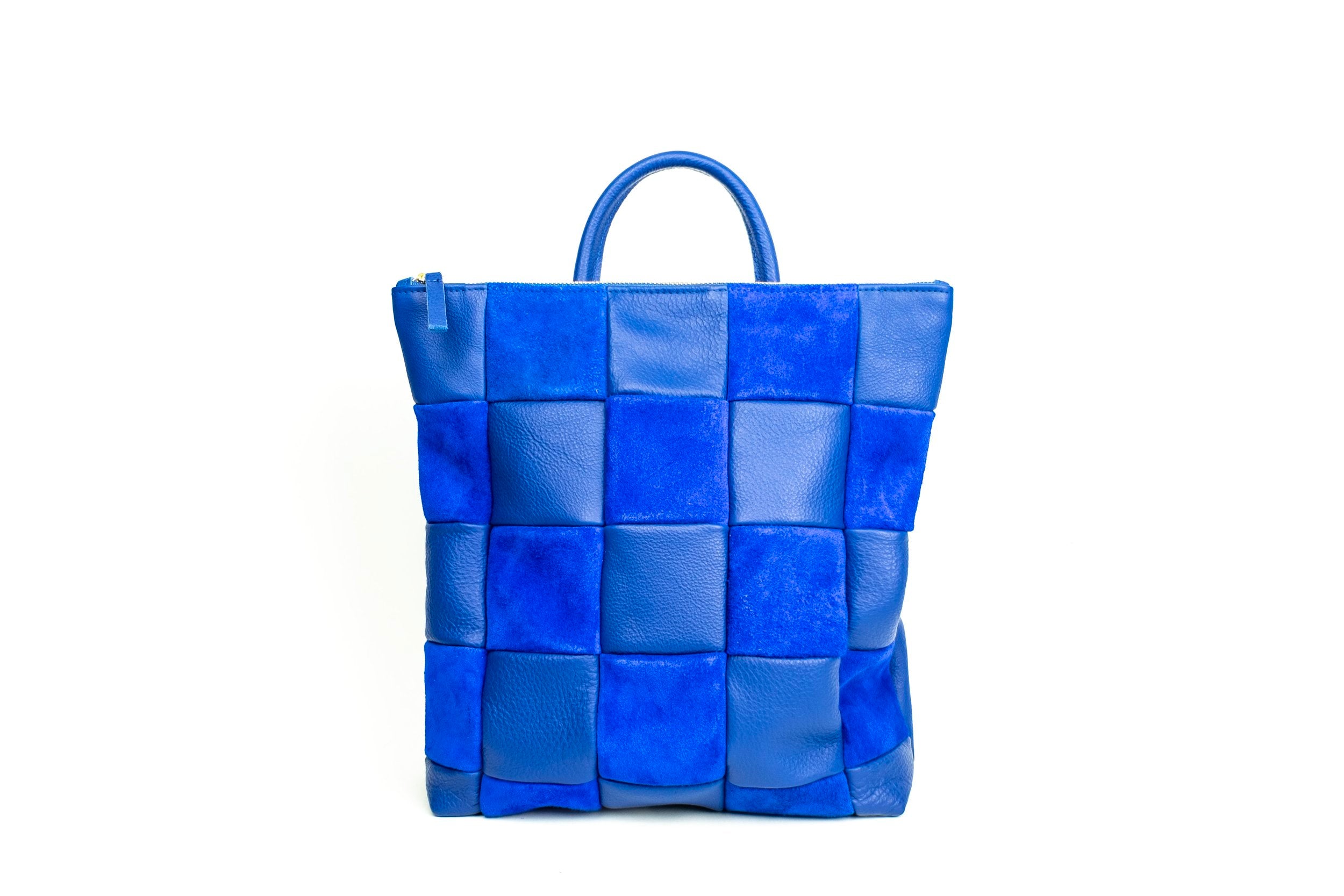 Lapis Check Leather Backpack