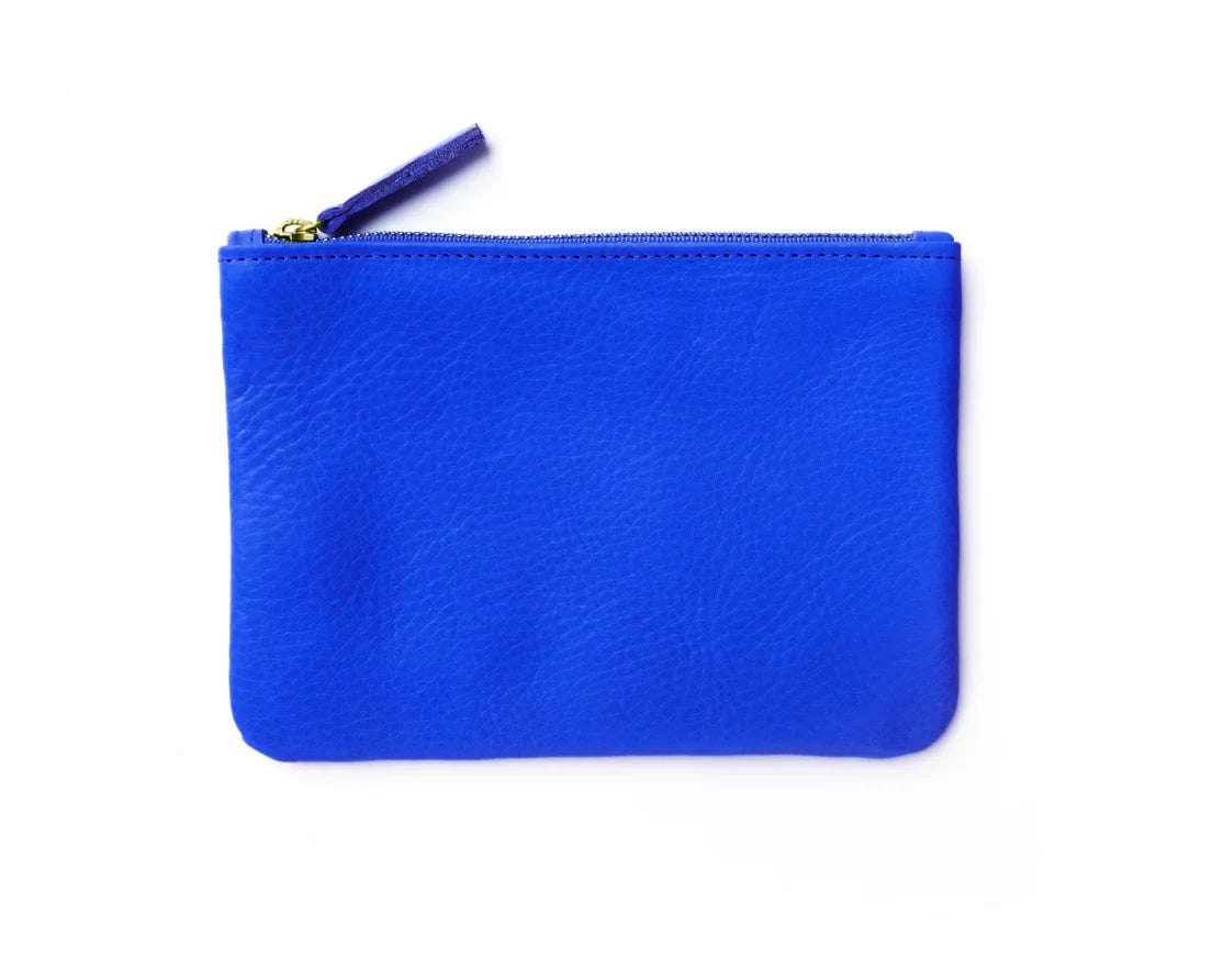 Lapis Leather Zipper Pouch