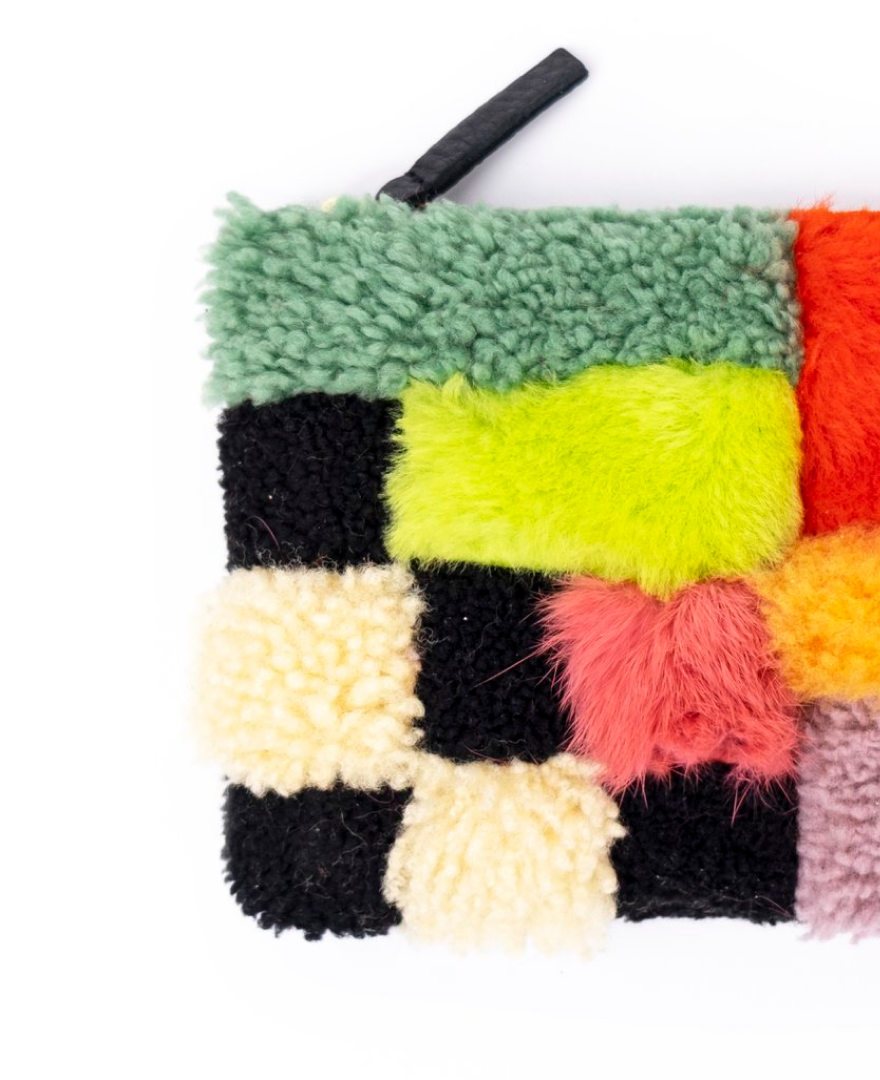 Playground Shearling Zipper Pouch