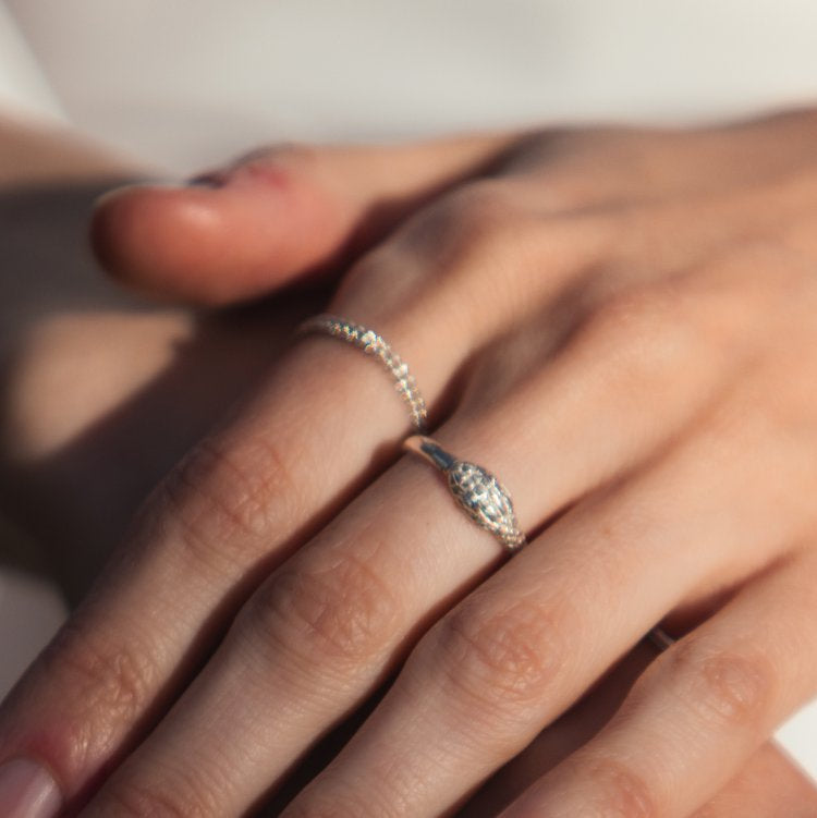 Queen's Token Ouroboros Ring in Silver