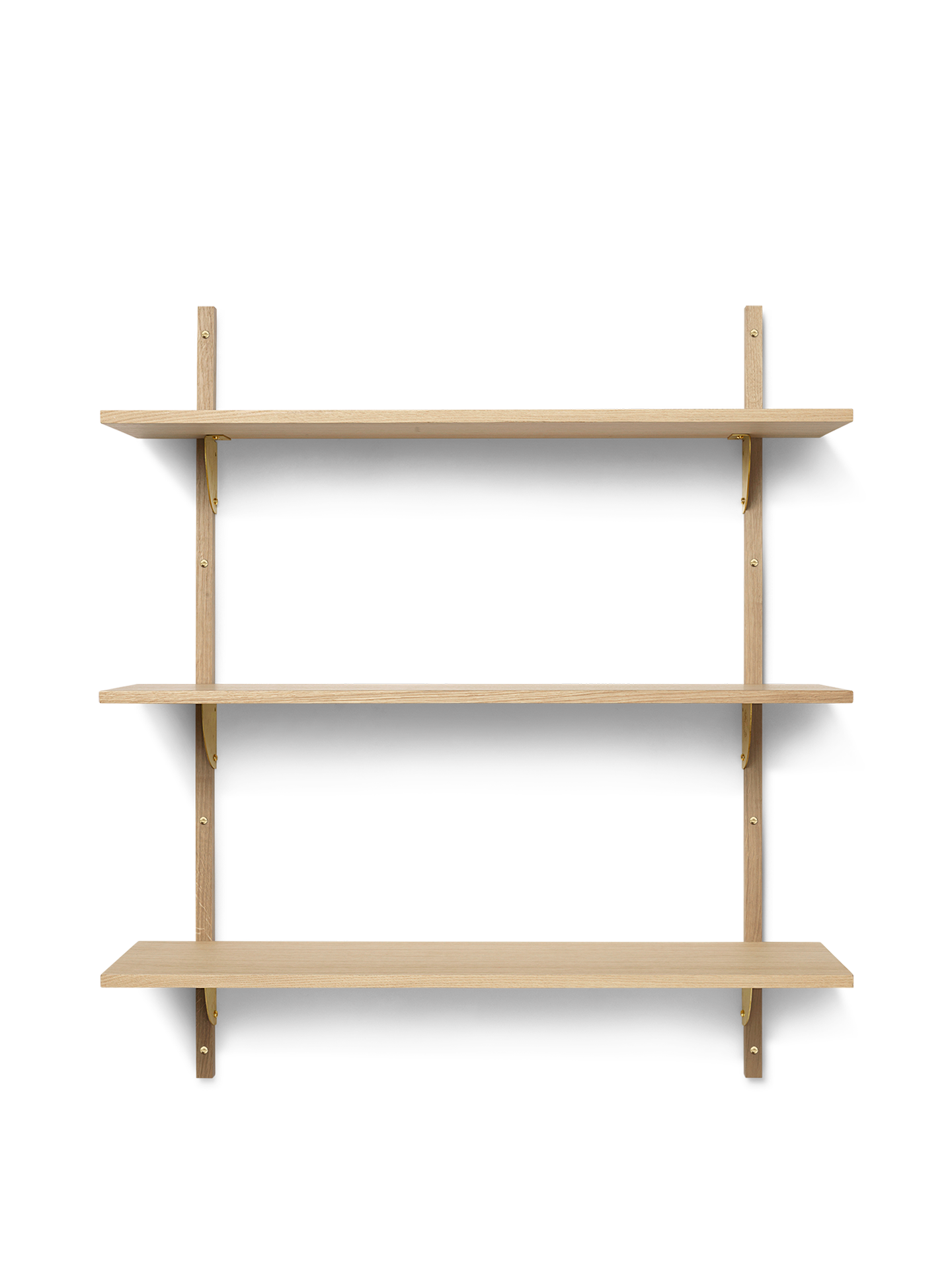 Sector Shelf Triple/Wide in Oak/Brass