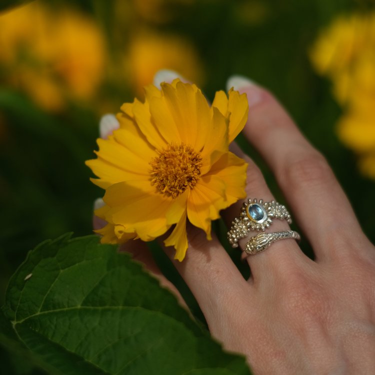 Queen's Token Ouroboros Ring in Silver