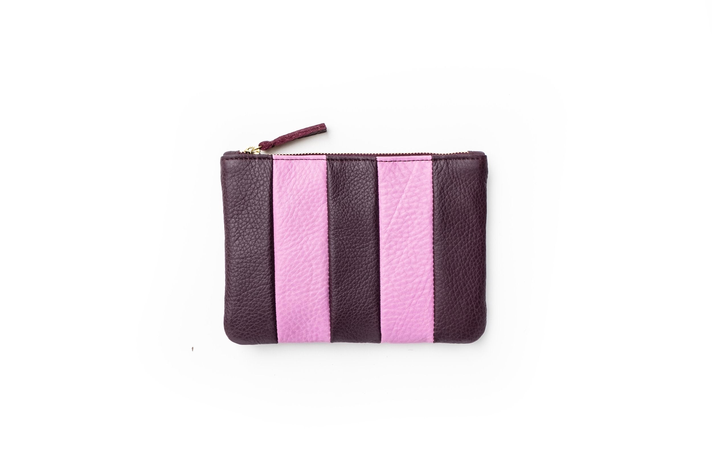 Sorbet Stripe Leather Zipper Pouch